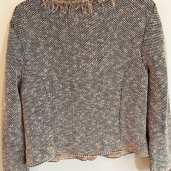 Vintage Willow Black/Cream Button Front Frayed Jacket with Pockets Large - Picture 9 of 9